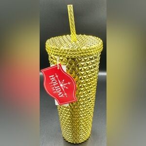 Holiday Time Gold Textured Tumbler B12